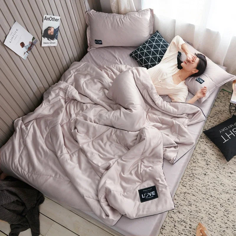 Afralia™ Silky Comforter Set: High-End Summer Double Quilt, Light & Airy, Machine Washable