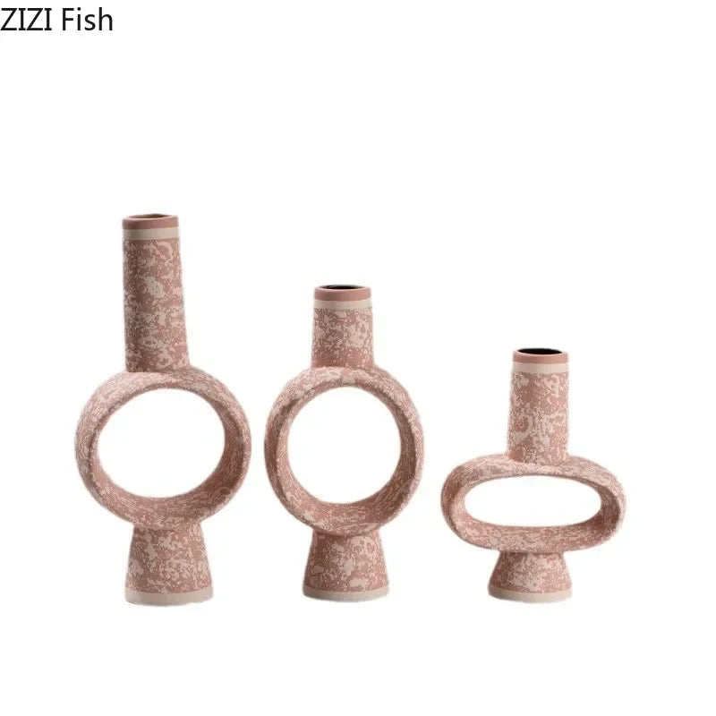 Afralia™ Hollow Ceramic Vase for Desk Decoration and Flower Arrangement