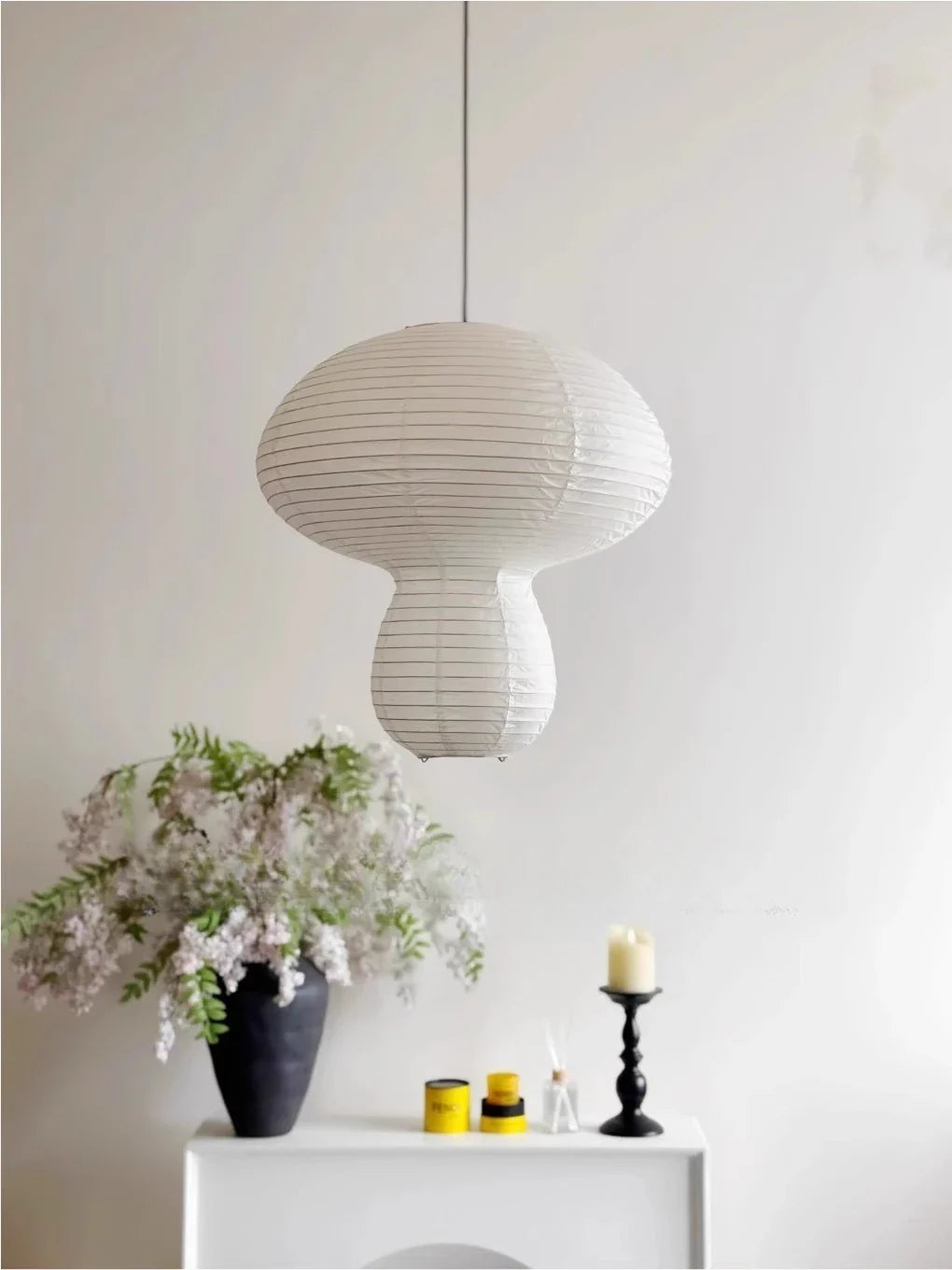 Afralia™ Wabi-sabi Rice Paper Mushroom Pendant Lights for Bedroom and Restaurant
