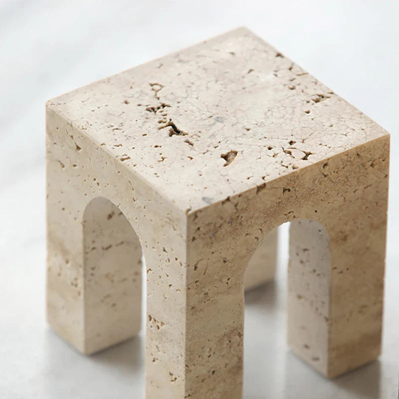 Afralia™ Hand-Carved Travertine Coffee Table Cabinet for Home Decor