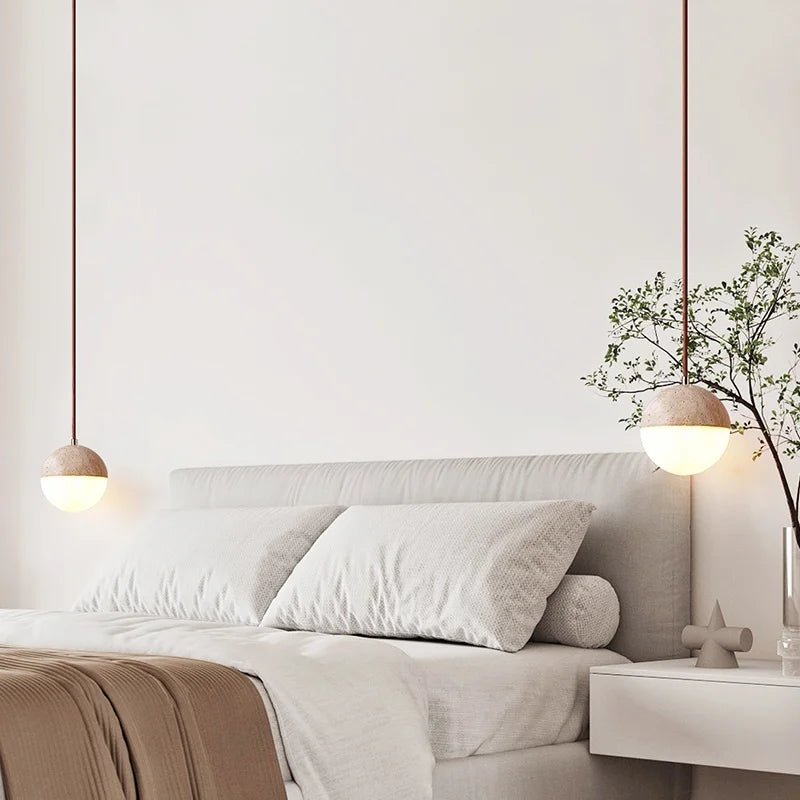 Afralia™ Yellow Travertine LED Pendant Light - Modern Nordic Style Dining Room Fixture.