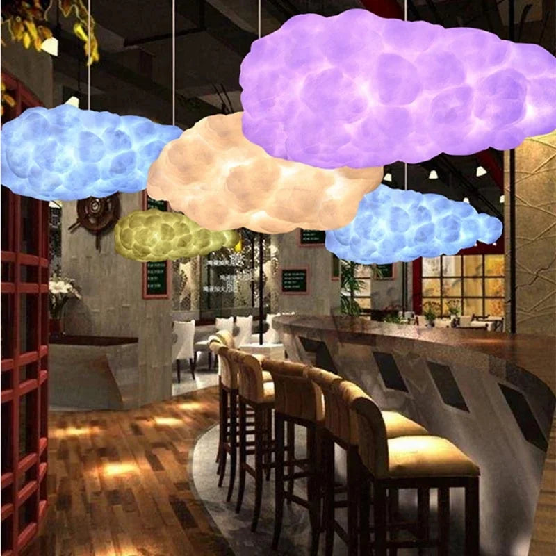 Afralia™ Cloud Chandelier: Cotton Lampshade Hanging Light for Bedroom & Living Room