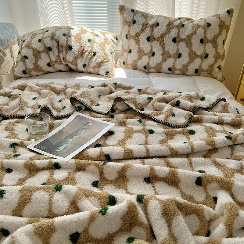 Afralia™ Boho Printed Blanket: Cozy, Multi-Functional, Half-Flannel Shawl, Single/Double Bedspread