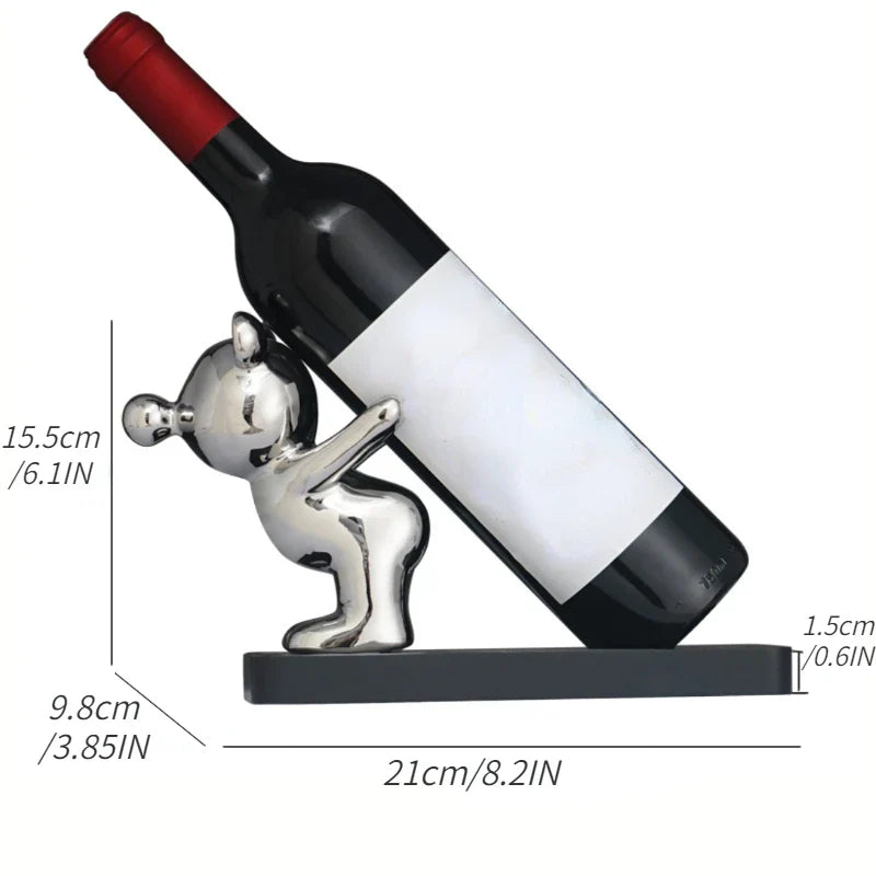 Afralia™ Bear Wine Rack Cup Holder for Home Bar, Kitchen Storage & Decor