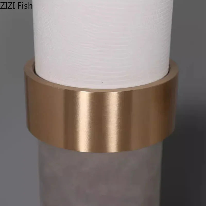 Afralia™ Gold Cylinder Vase Leather Desk Decor Artificial Flower Arrangement