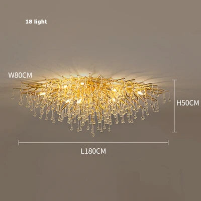Afralia™ Golden Metal Luxury Crystal Chandelier Lighting Branch Tree for Home Décor