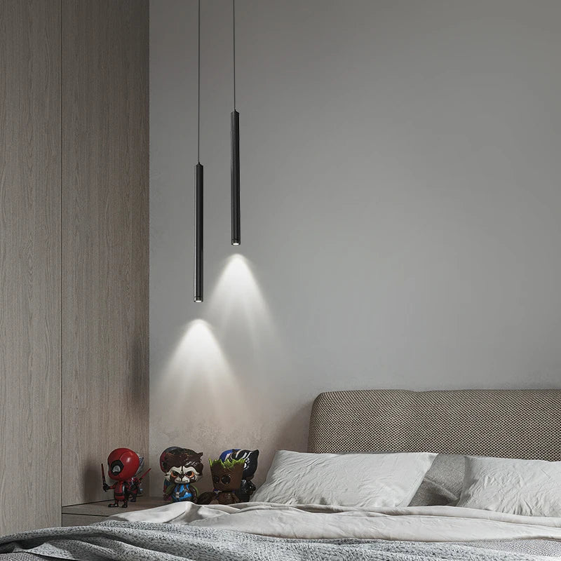 Afralia™ Modern Black LED Chandelier for Bedroom, Living Room, and Hotel