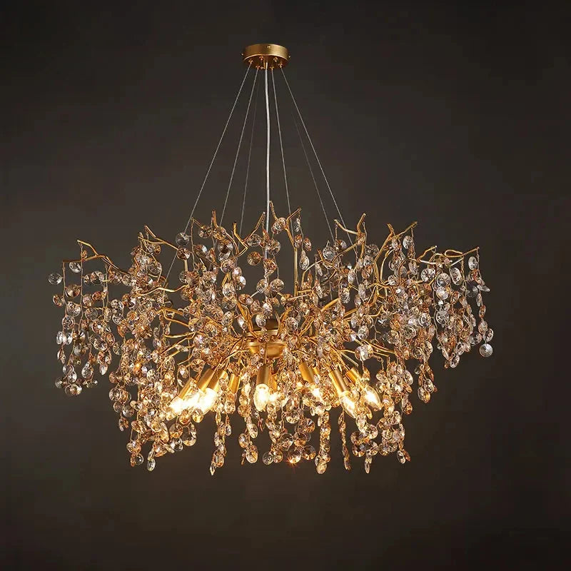 Afralia™ Crystal LED Chandelier 60/80/100 cm Golden Luxury Lamp for Dining & Living Room