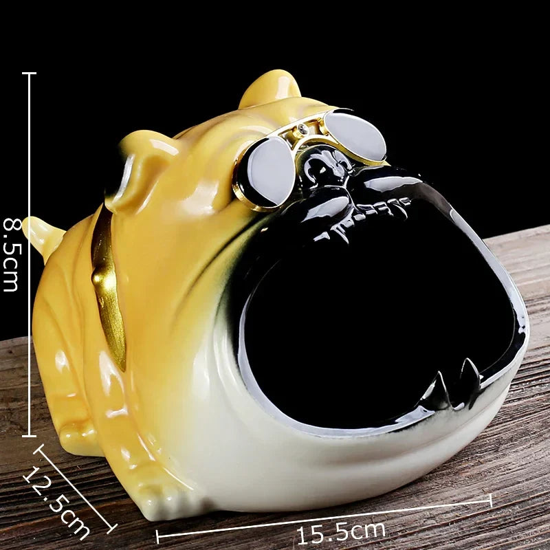 Afralia™ Bulldog Sunglasses Ceramic Ashtray - Smoking Accessories, Weed Ash Tray, Home Decor Gift