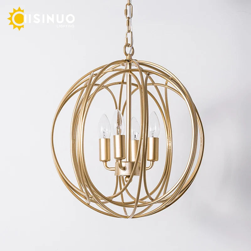 Afralia™ Gold Globe Chandelier Pendant Light for Living Room & Dining Room