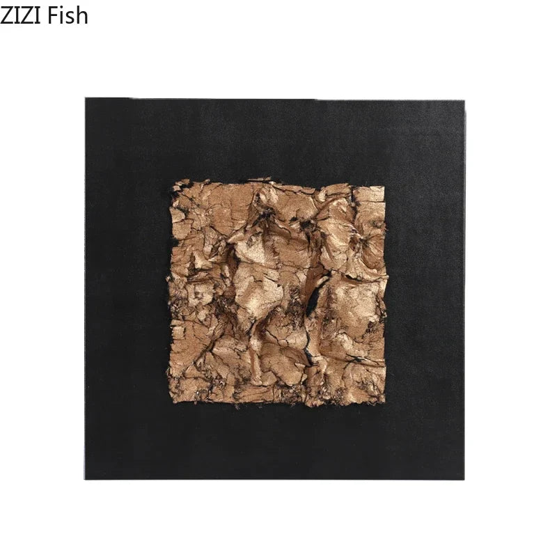 Afralia™ Gilded Fabric Hanging Painting Abstract Artwork Modern Relief Wall Picture