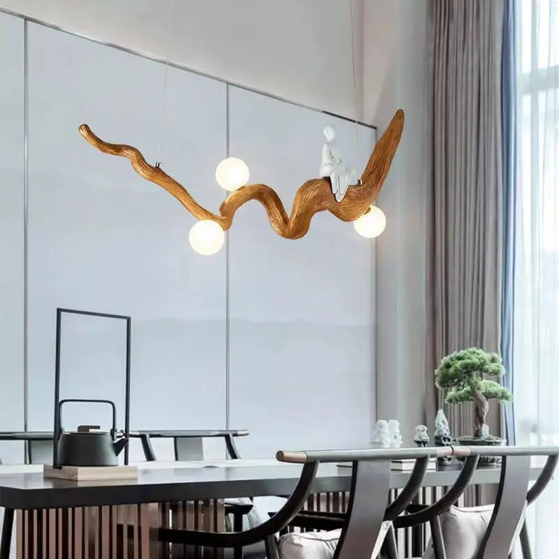 Afralia™ Zen Resin Branches Pendant Lights Tea House LED Hanging Lamp Fixtures