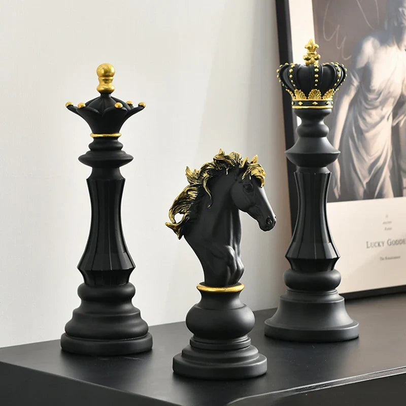 Afralia™ Modern Resin Chess Figurine Set for Home & Office Decor