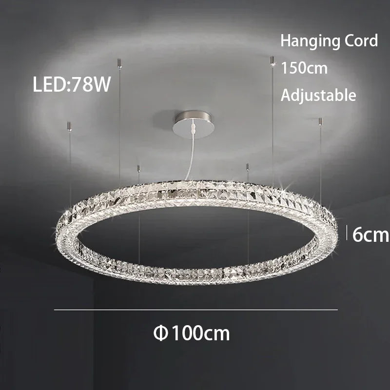 Afralia™ Modern Crystal Chandelier Chrome Golden Round Pendant Lights