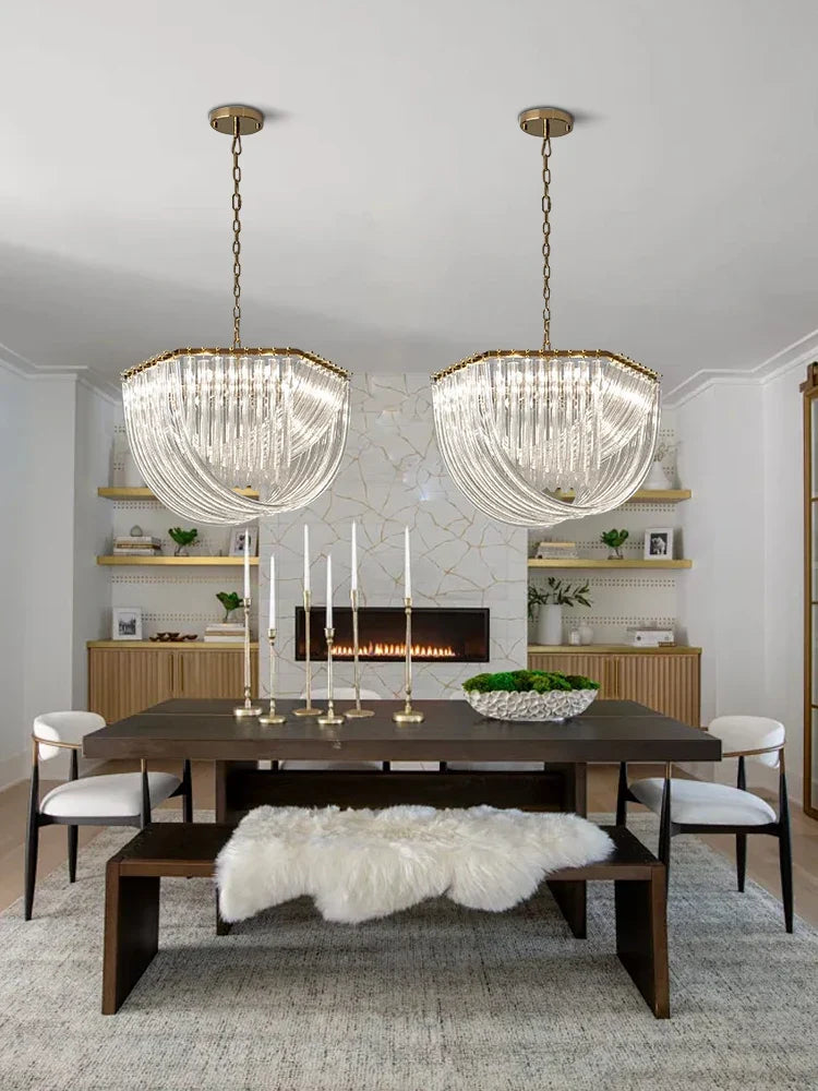 Afralia™ Black Stainless Steel Crystal Glass Chandelier LED Dimmable Luxury Nordic Light