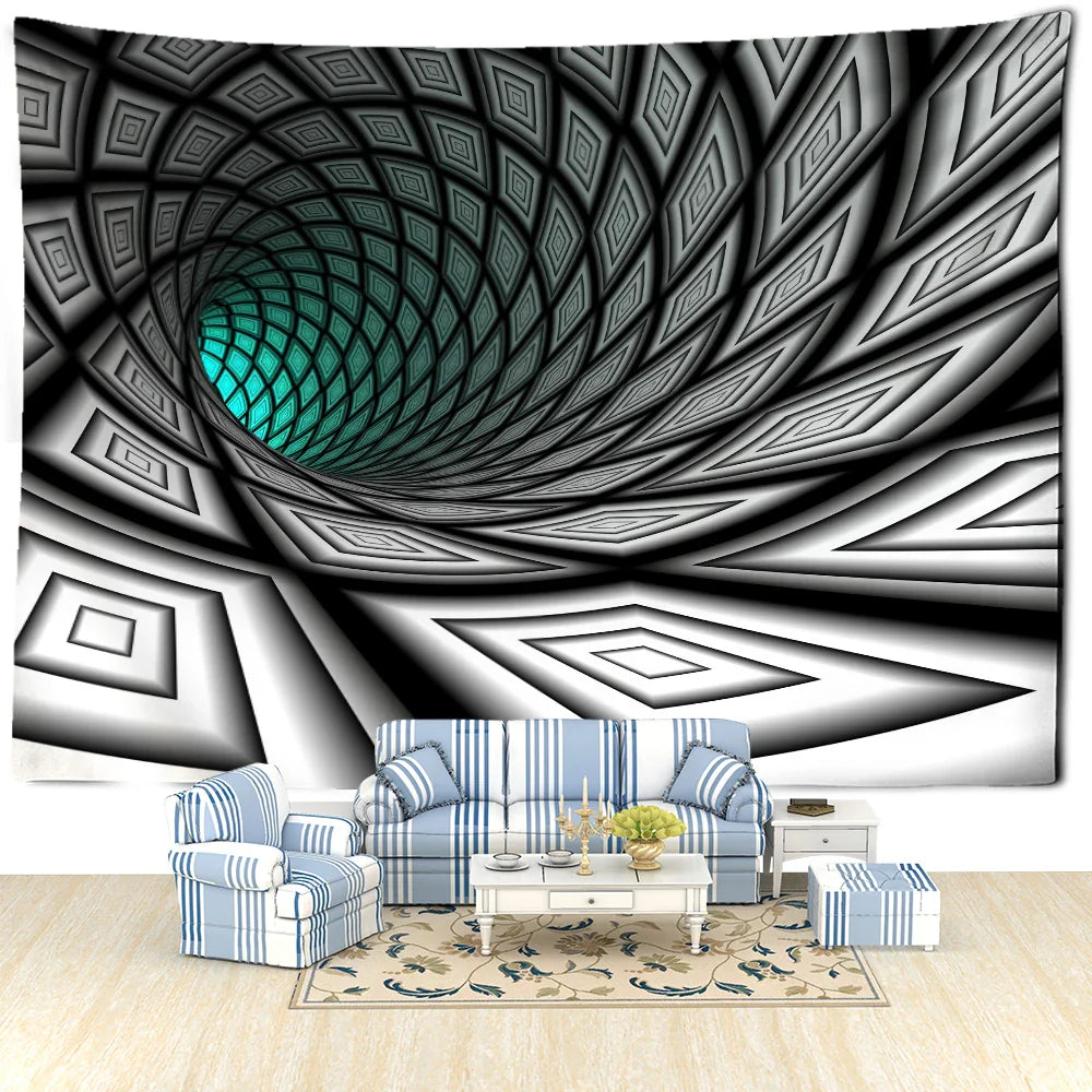Afralia™ Vertigo Black Hole Abstract Art Tapestry Wall Hanging for Hippie Home Decor