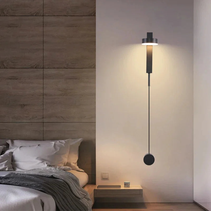 Afralia™ Black Gold Rotating LED Wall Lamp for Bedroom & Living Room