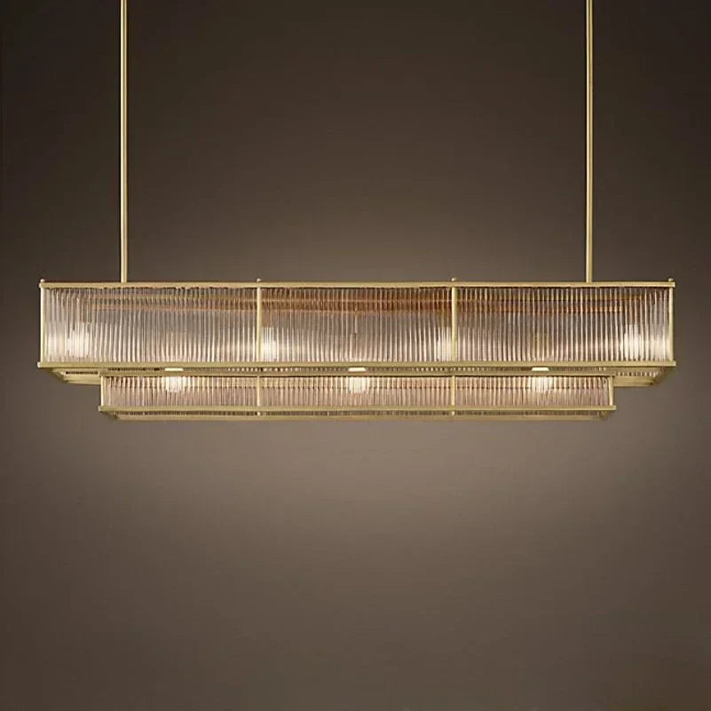 Afralia™ Golden Brass Crystal Chandelier - Modern Luxury Round Linear Hanging Light