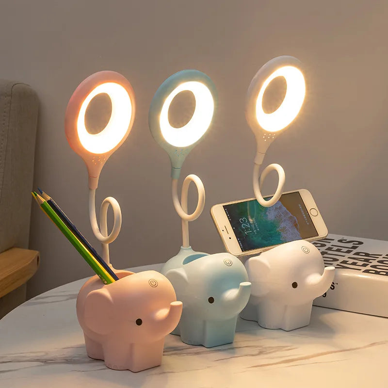 Afralia™ Elephant LED Table Lamp: Three Color Temperature Adjustable Eye Protection Learning Light