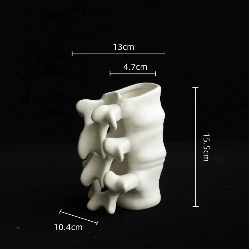 Afralia™ Vertebrae Bone Shape Ceramic Vase: Abstract Mug Pen Holder Flower Vase