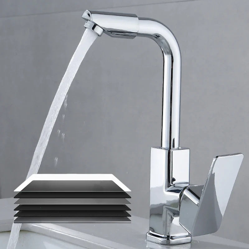 Afralia™ Chrome Tall Basin Mixer Faucet Hot Cold Water Tap Rotating Tapware