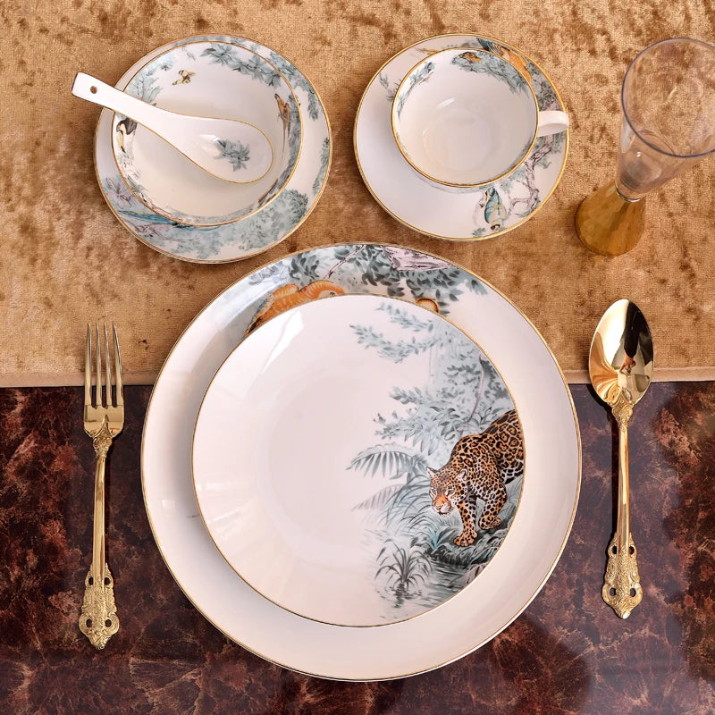 Afralia™ Rainforest Animal Bone China Tableware Set