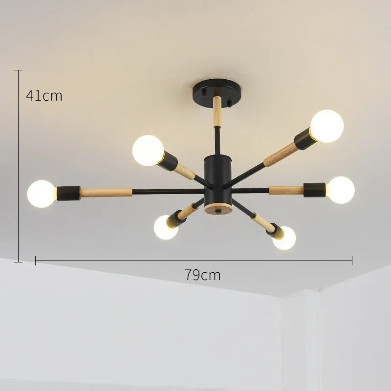 Afralia™ LED Ceiling Lights with Wooden Lampshades for Modern Livingroom and Bedroom