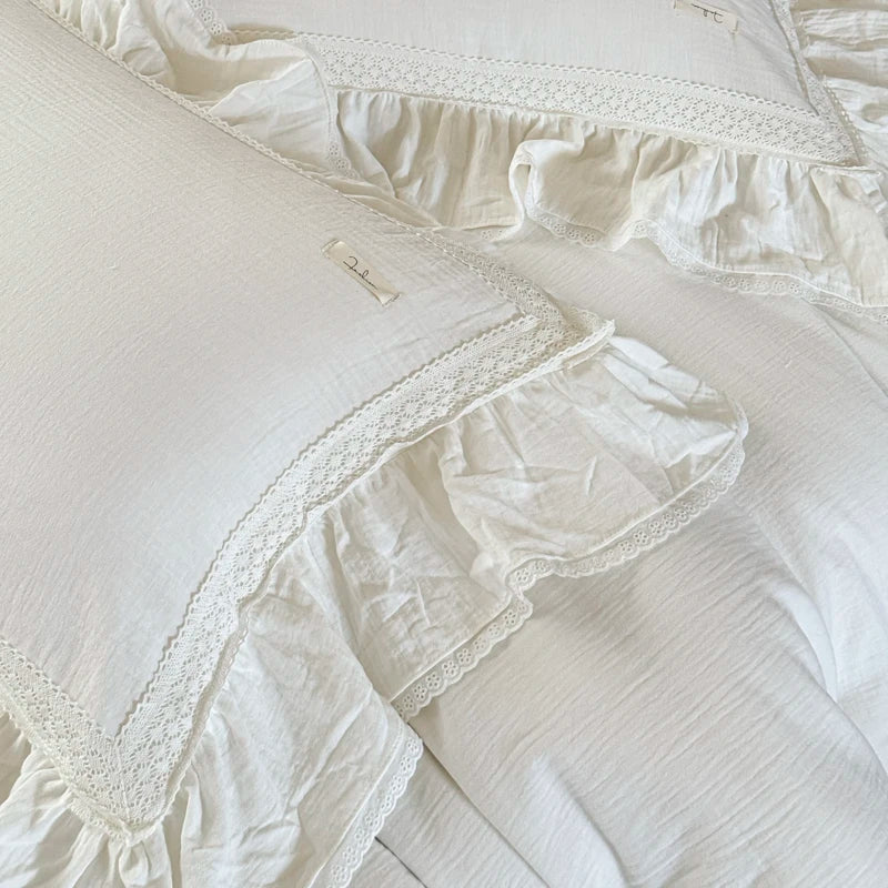 Afralia™ Double Layer Crinkle Yarn French Vintage Princess Ruffles Bedding Set