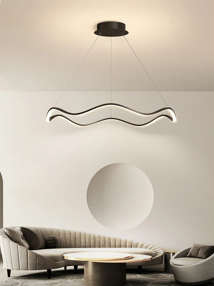 Afralia™ Circle Wave LED Pendant Chandelier for Modern Living Dining Bedroom Lighting