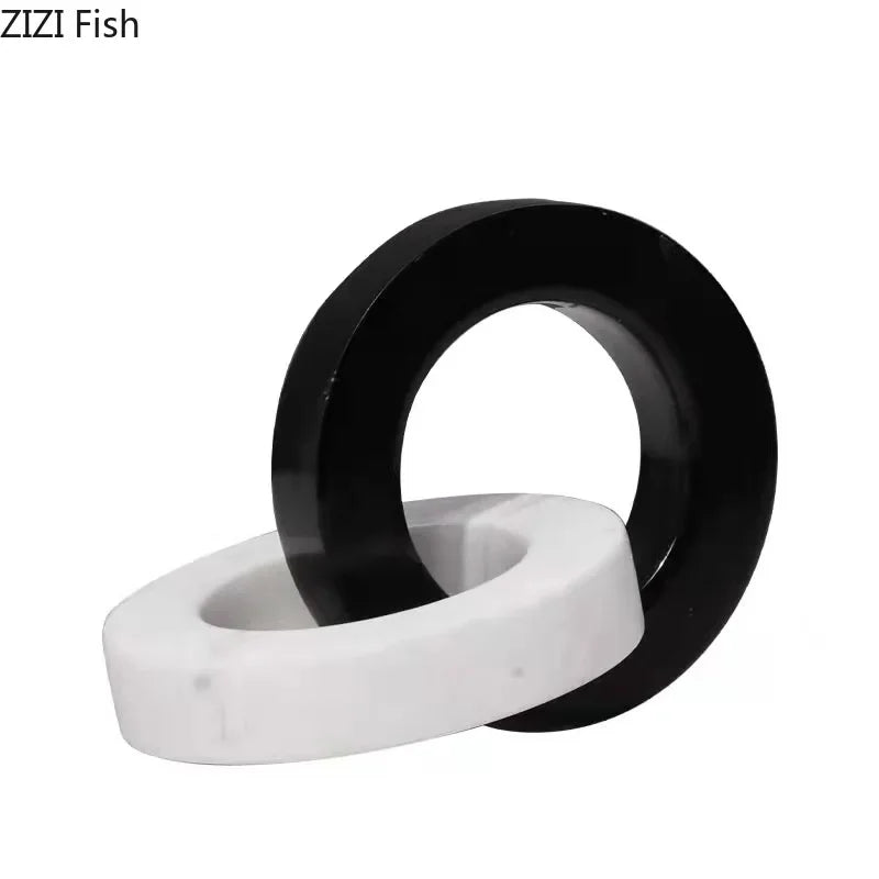 Afralia™ Ceramic Knot Sculpture Marble Round Ring Abstract Desk Decor Craft