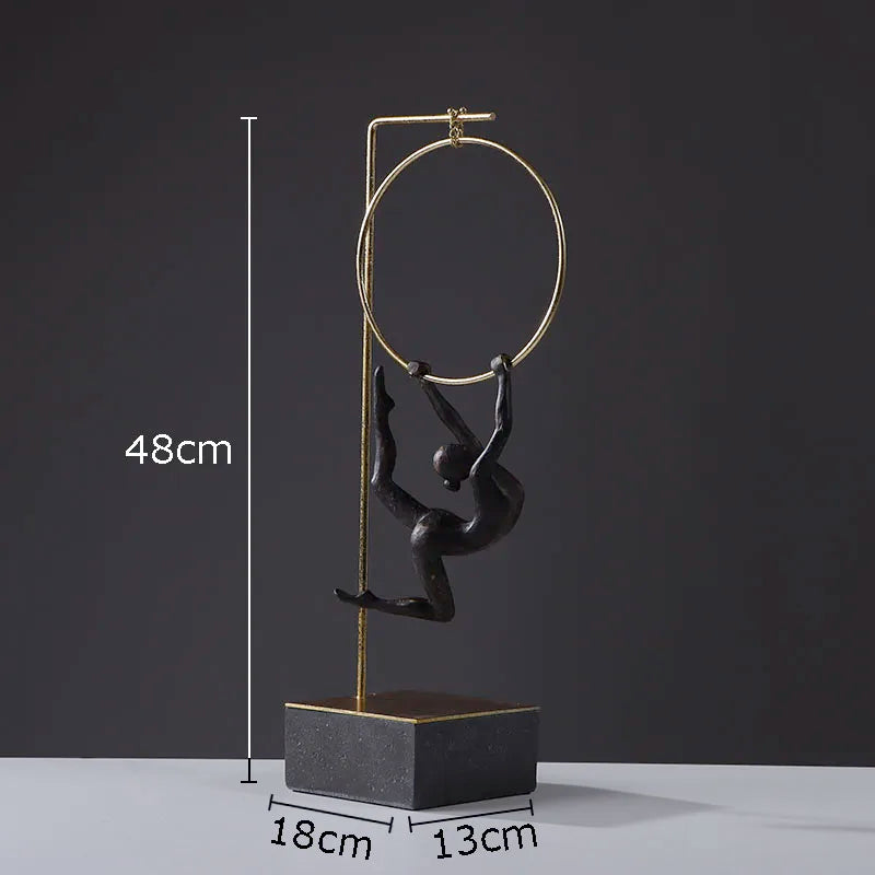 Afralia™ Gymnastic Acrobat Resin Sculpture Ornaments for Living Room Decor