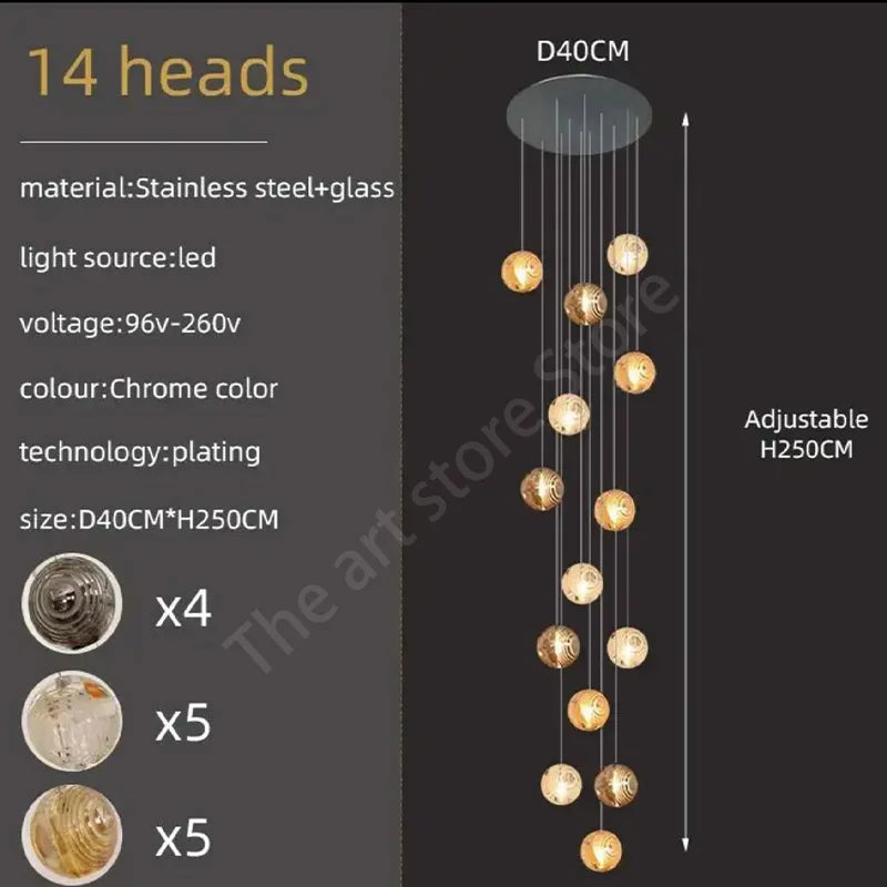 Afralia™ Crystal Glass Spiral Ceiling Chandelier for Modern Living Room & Kitchen Decor