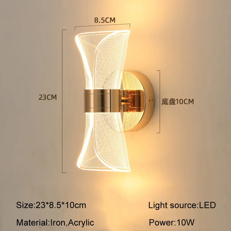 Afralia™ Gold Nordic Acrylic LED Wall Lights for Bedroom Living Room Decoration