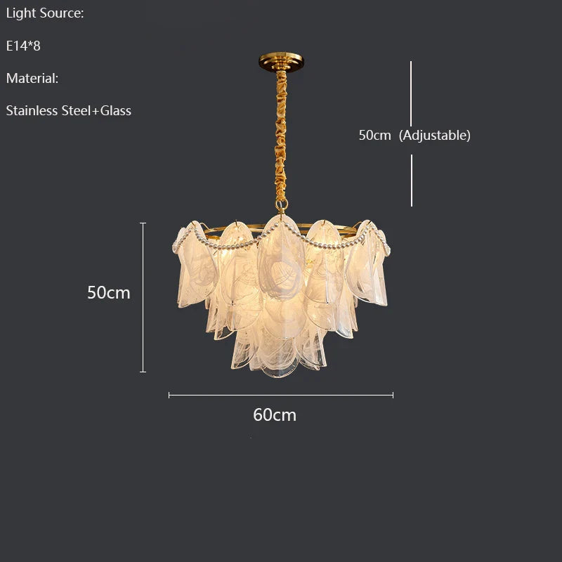 Afralia™ LED Glass Hanging Lamp Golden Leaf Shape Modern Pendant Light