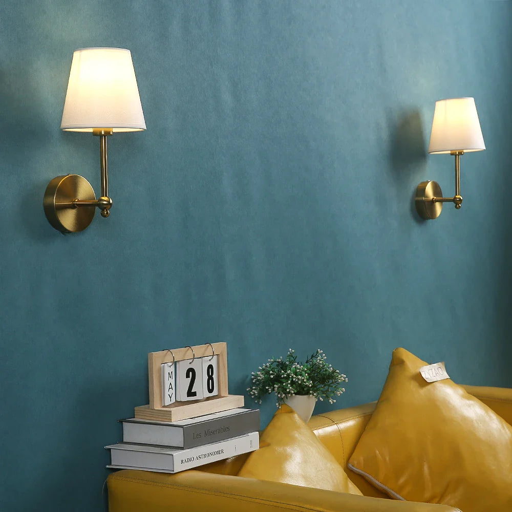 Afralia™ Retro Industrial Wall Lamp with Fabric Lampshade for Bedroom Night Light