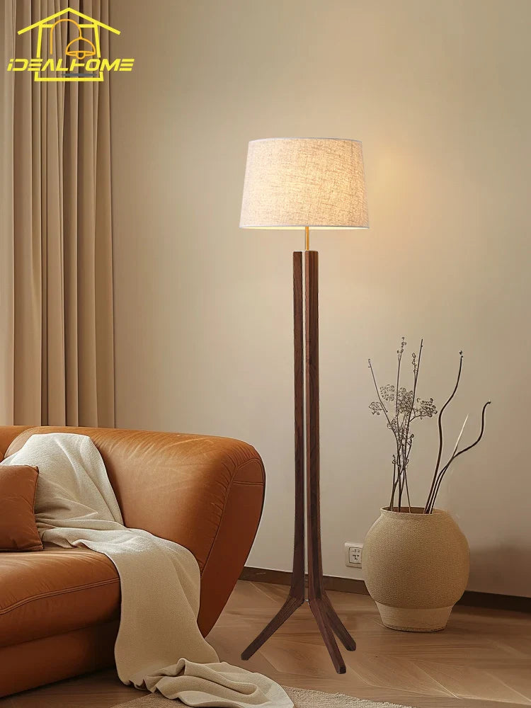 Afralia™ Solid Wood LED Floor Lamp in Vintage Style