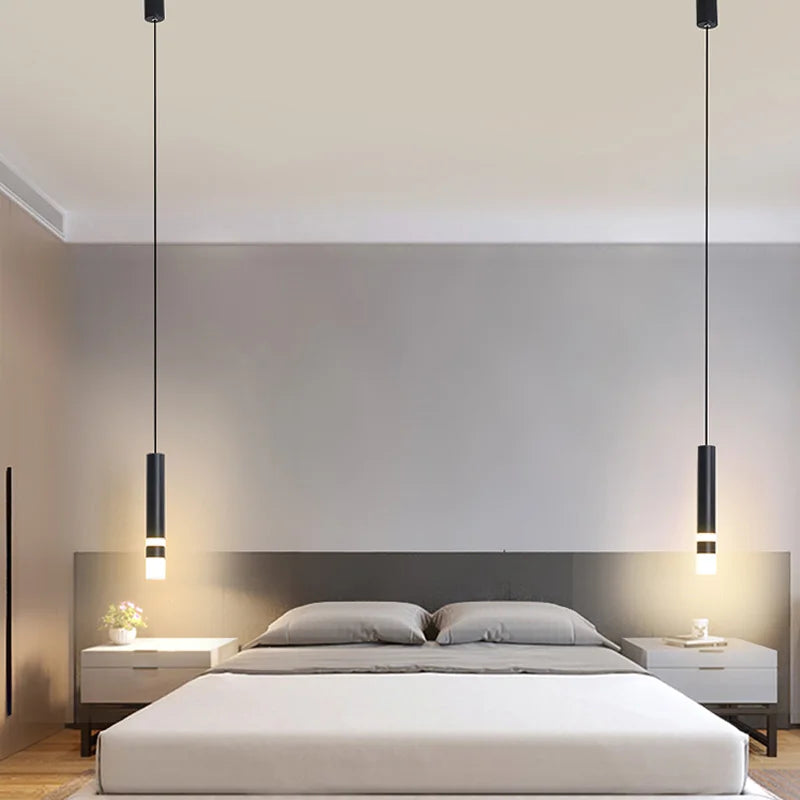 Afralia™ Modern Black LED Pendant Chandelier for Bedroom, Dining Room, Kitchen & Bar