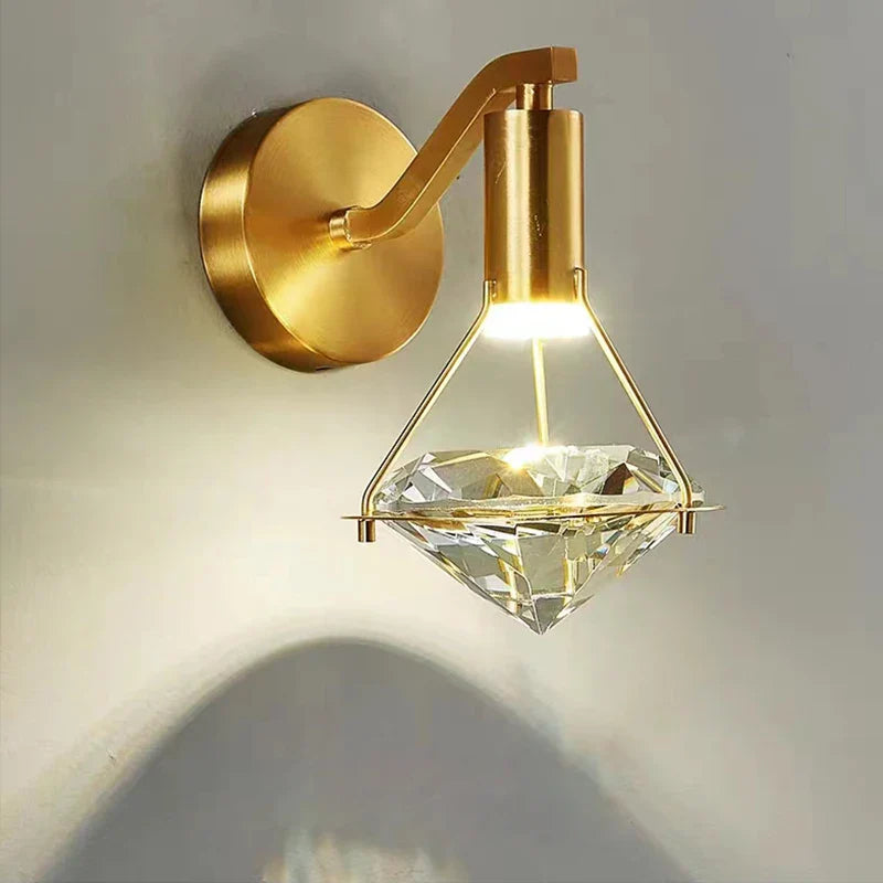Afralia™ Diamond Crystal Wall Lamp for Bedroom Living Room Staircase Indoor Lighting