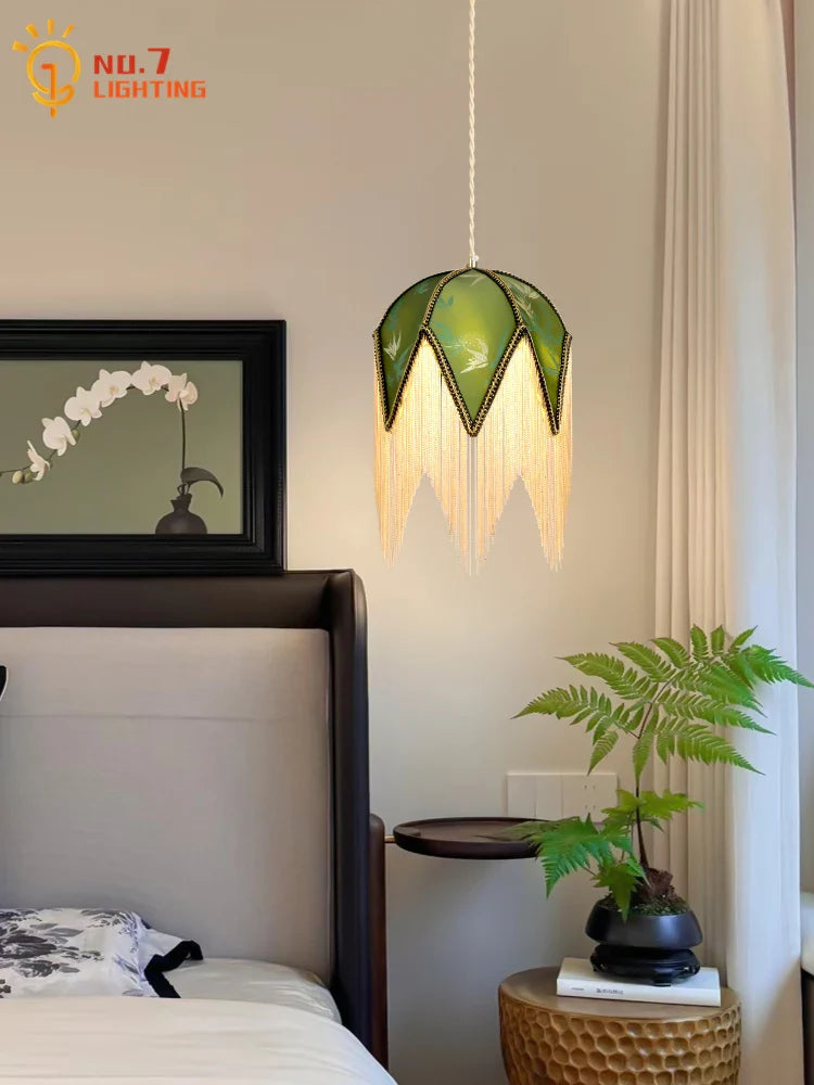 Afralia™ Copper Tassel Pendant Lights LED E27 Retro Luxury Hanging Lamp for Home Decor