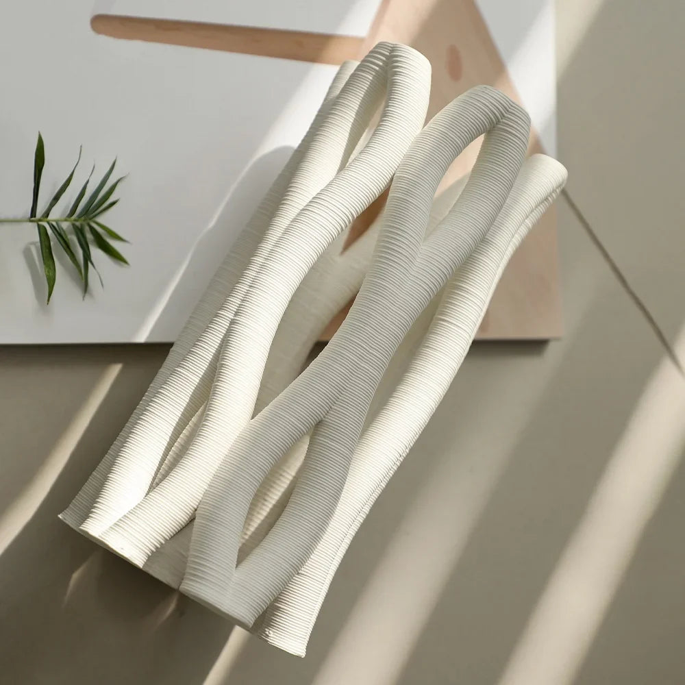 Afralia™ Geometric Ceramic Spiral Vase Set for Home Decor and Floral Arrangement