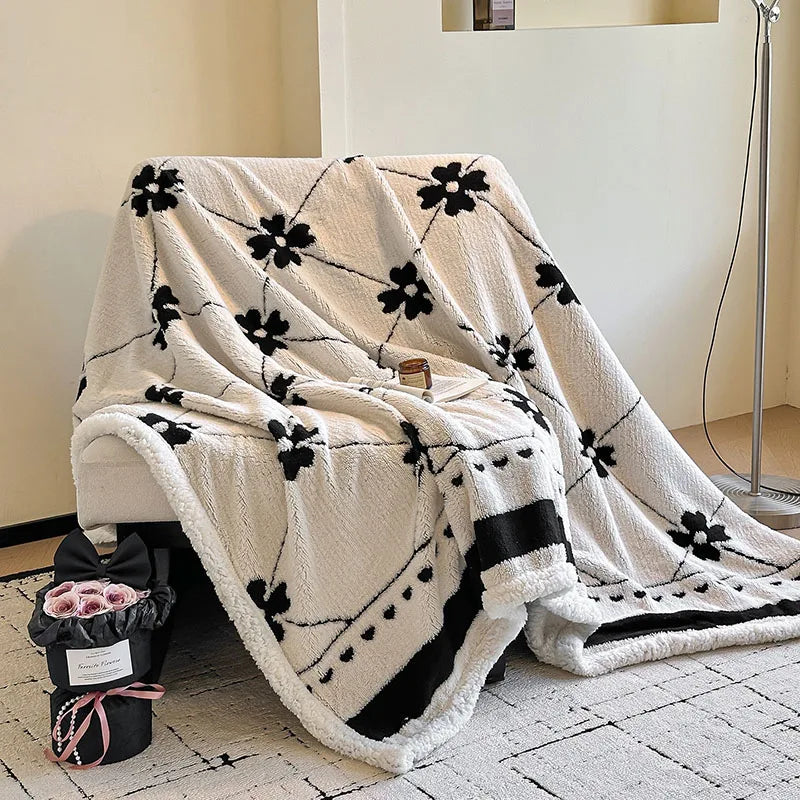 Afralia™ Double-Layer Jacquard Lamb Wool Blanket - Cozy Sofa Throw for Winter Home Comfort