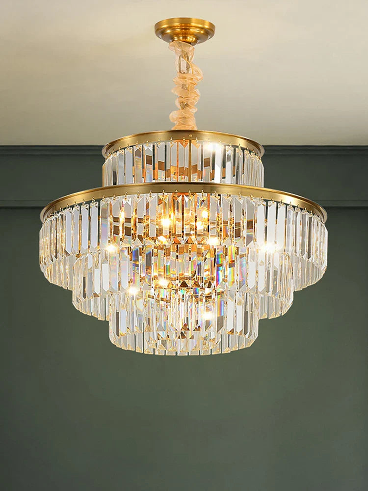Afralia™ Nordic Gold Crystal LED Chandelier for Dining Living Room Kitchen Home Decor