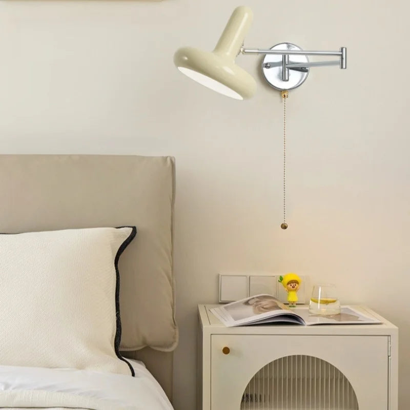 Afralia™ Cream LED Swing Arm Wall Lamp for Living Room Bedroom Mirror Stair Light