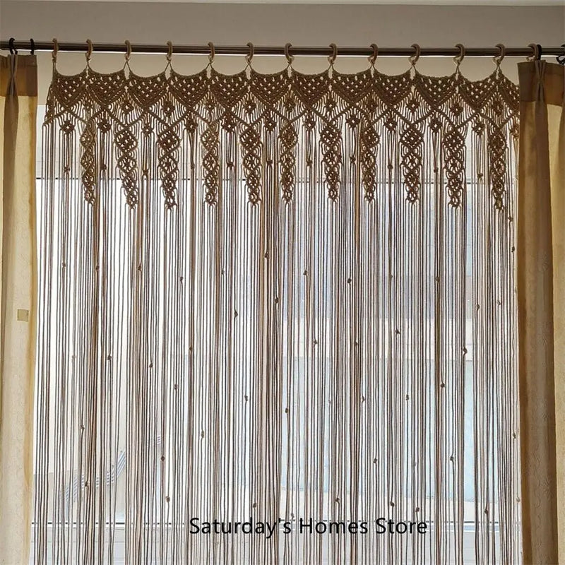 Bohemia Macrame Cotton Door Curtain Tapestry Hand Woven Blocking Curtain - Afralia™