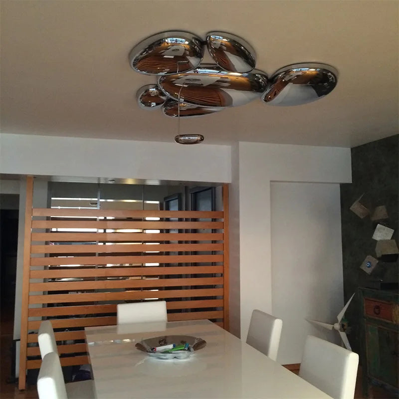 Afralia™ Modern Chrome LED Ceiling Lamp for Living Room Bedroom & Restaurant