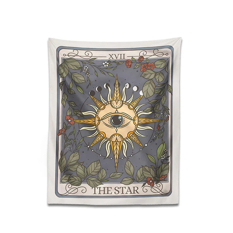 Afralia™ Star Tarot Tapestry: Celestial Witchy Cottagecore Wall Decor for Magical Home Vibes