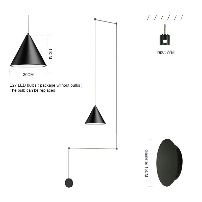Afralia™ Black LED Pendant Chandelier for Modern Bedroom Dining Room Art Decor