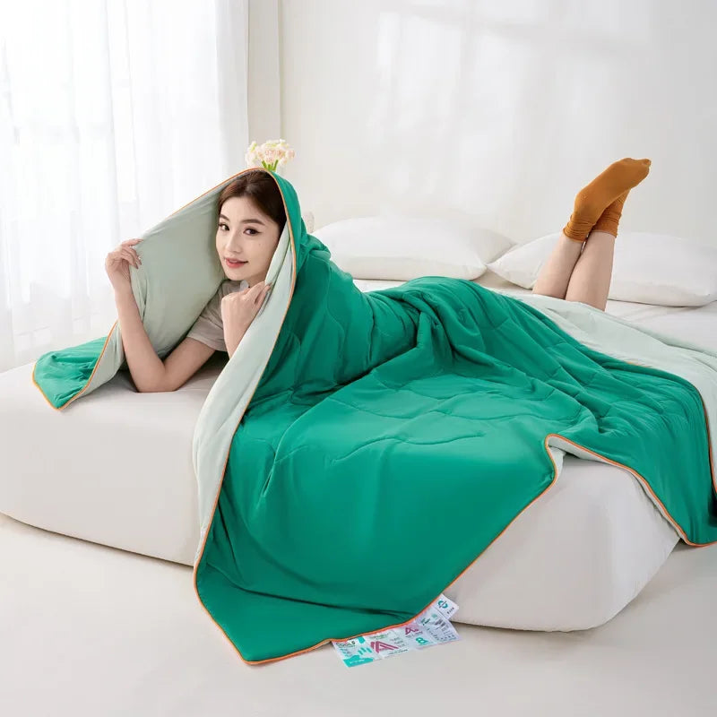 Afralia™ Summer Cooling Quilt | Lightweight Cotton Comforter | Breathable & Skin-Friendly Blanket