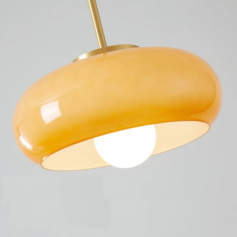 Afralia™ Copper Bauhaus LED Pendant Light - Orange Glass Fixture for Home Indoor Lighting