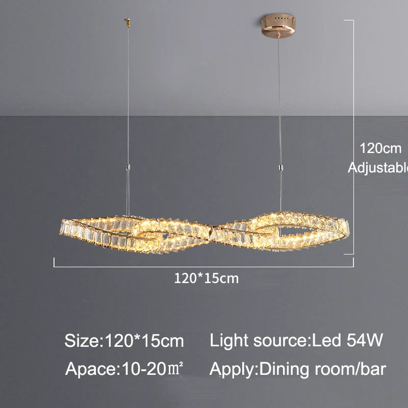 Afralia™ Double Wave Crystal Chandelier - Modern LED Dining Room Lighting